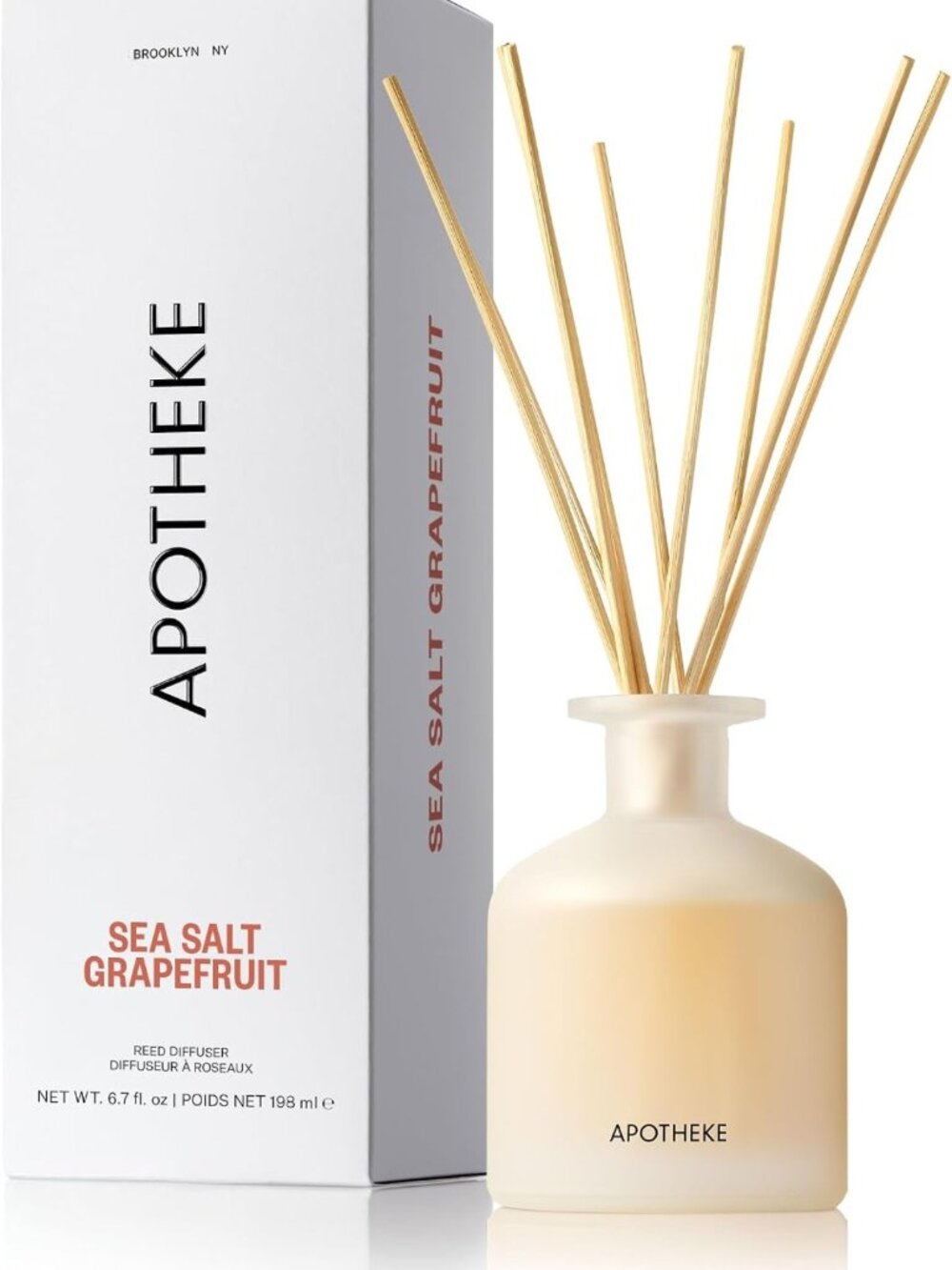Sea Salt Grapefruit Scented Reed Diffuser for Home - 10 Sticks, Aromatherapy